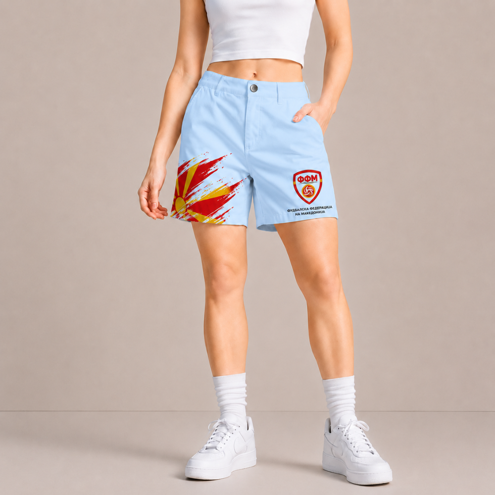 World Cup 2026 North Macedonia Football Fan Printed Twill Shorts