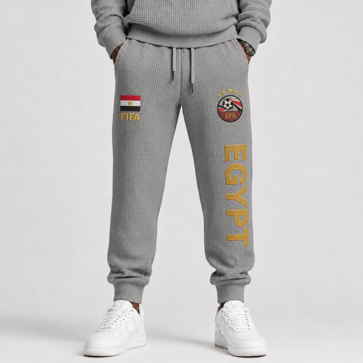 FIFA 2026 Egypt Printed Waffle Football Fan Pants