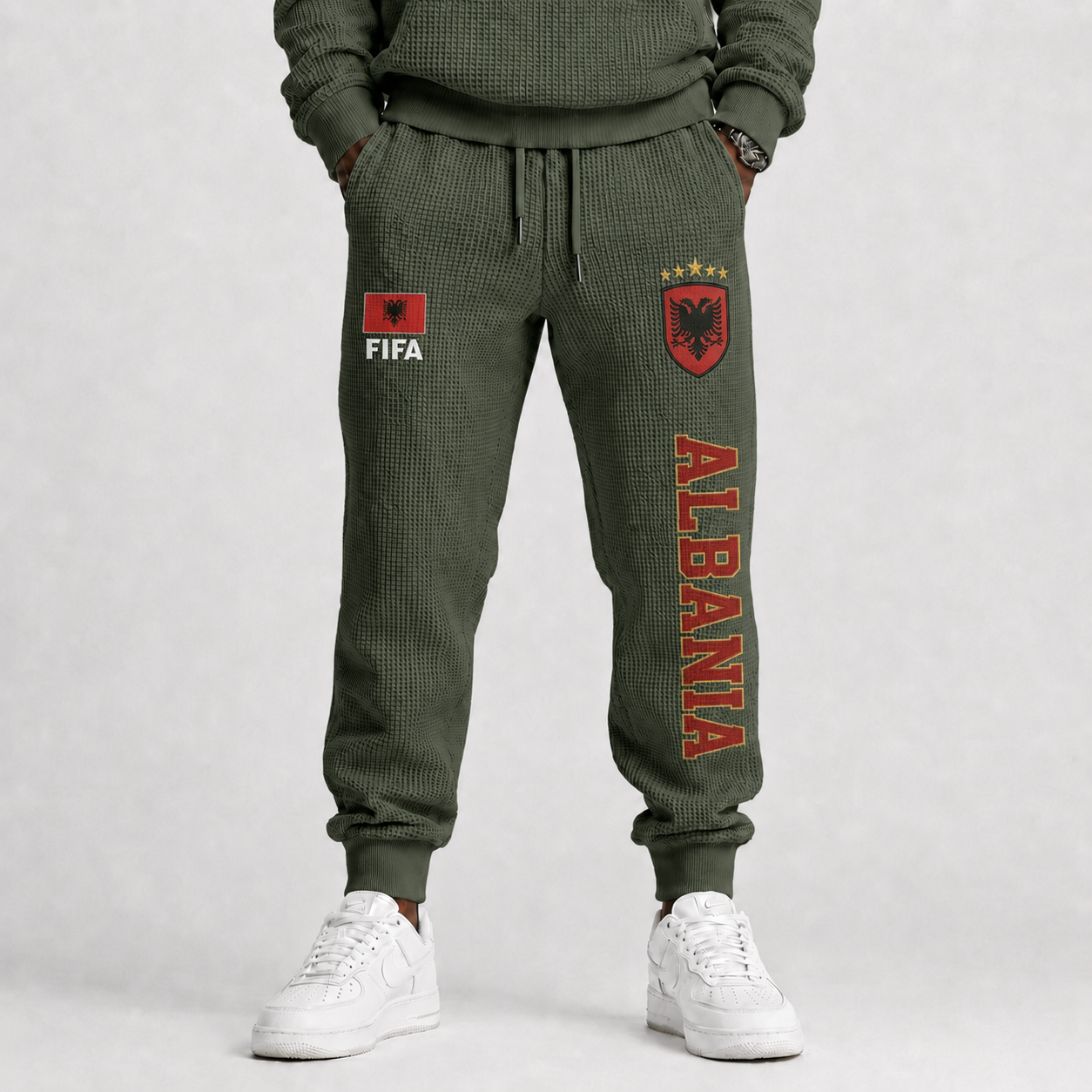 FIFA 2026 Albania Printed Waffle Football Fan Pants
