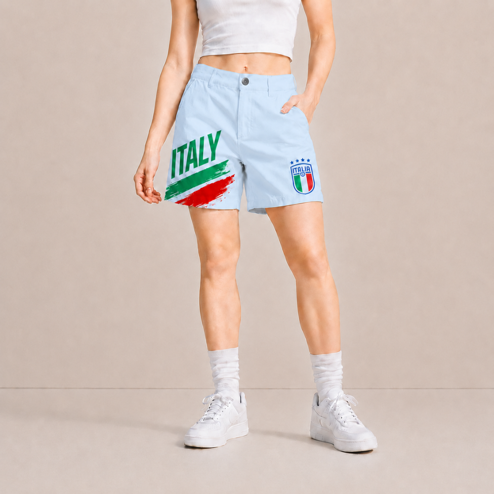 World Cup 2026 Italy Football Fan Printed Twill Shorts