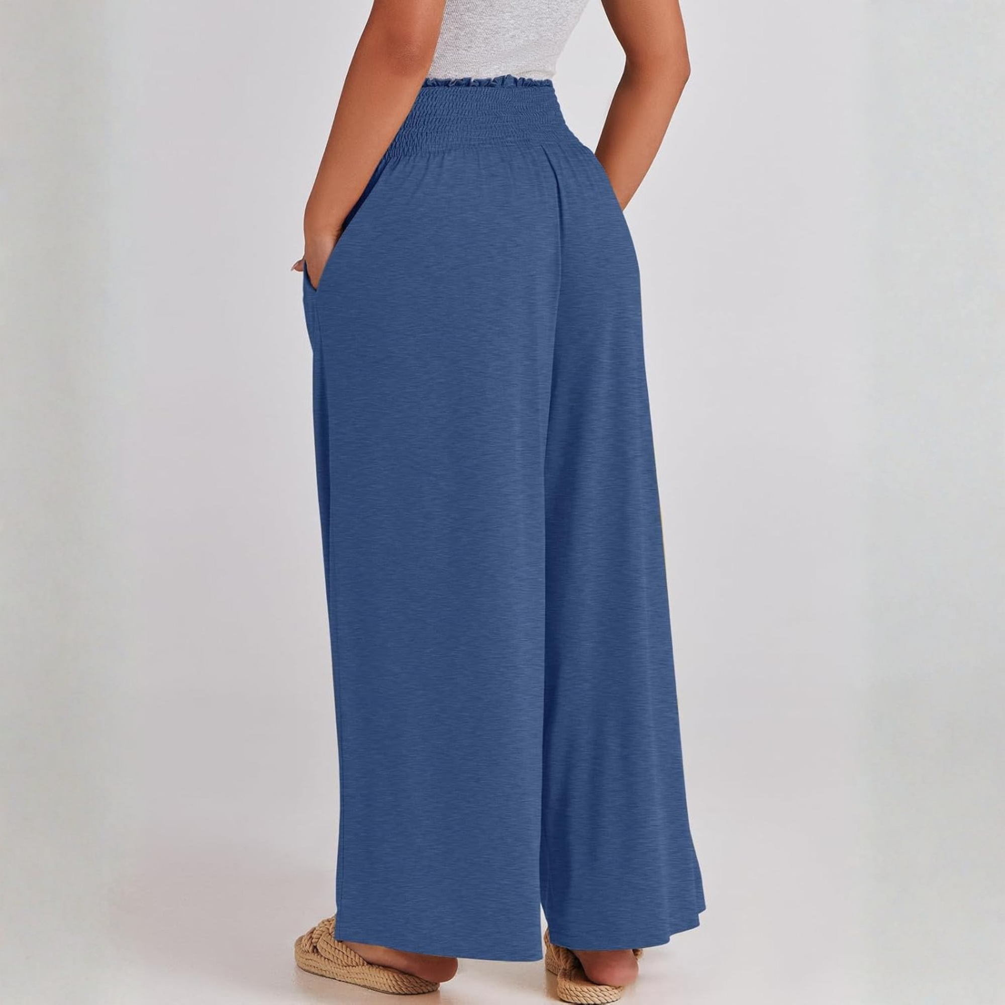 Boho Wide Leg Palazzo Lounge Pants with Pockets