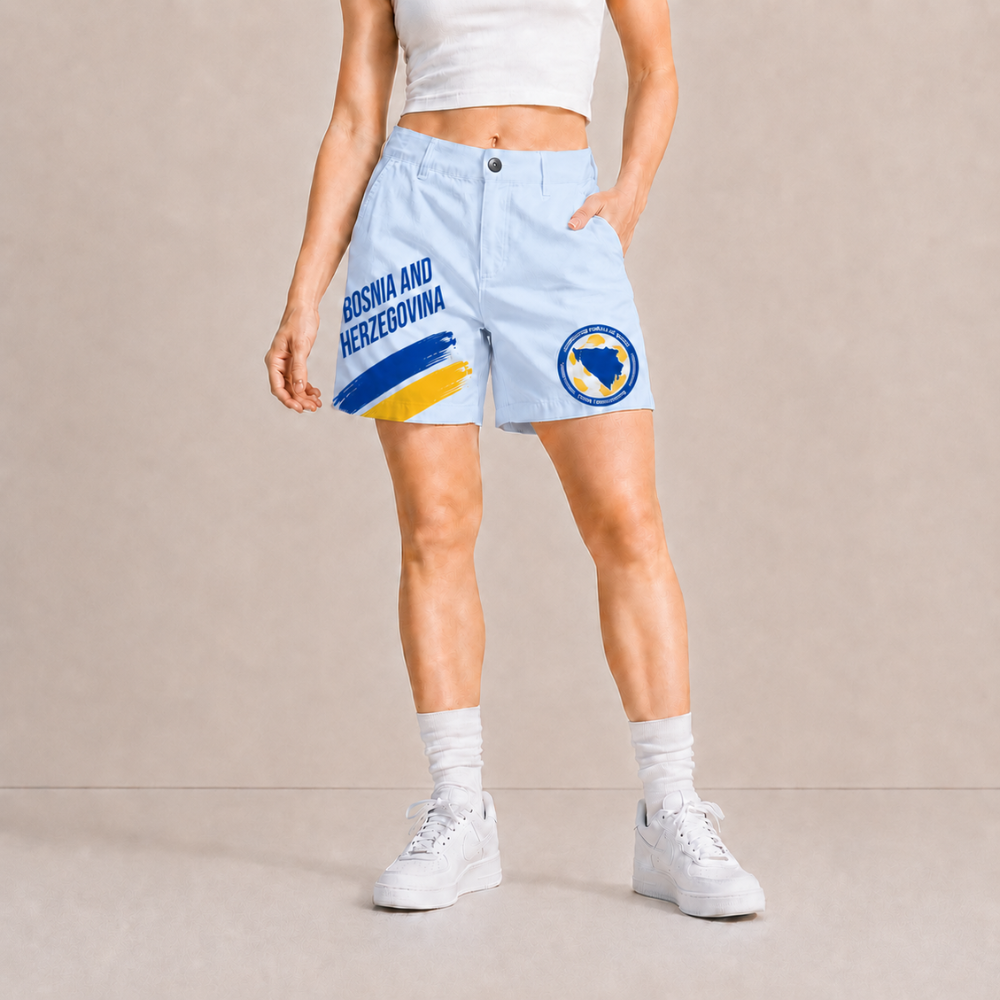 World Cup 2026 Bosnia and Herzegovina Football Fan Printed Twill Shorts