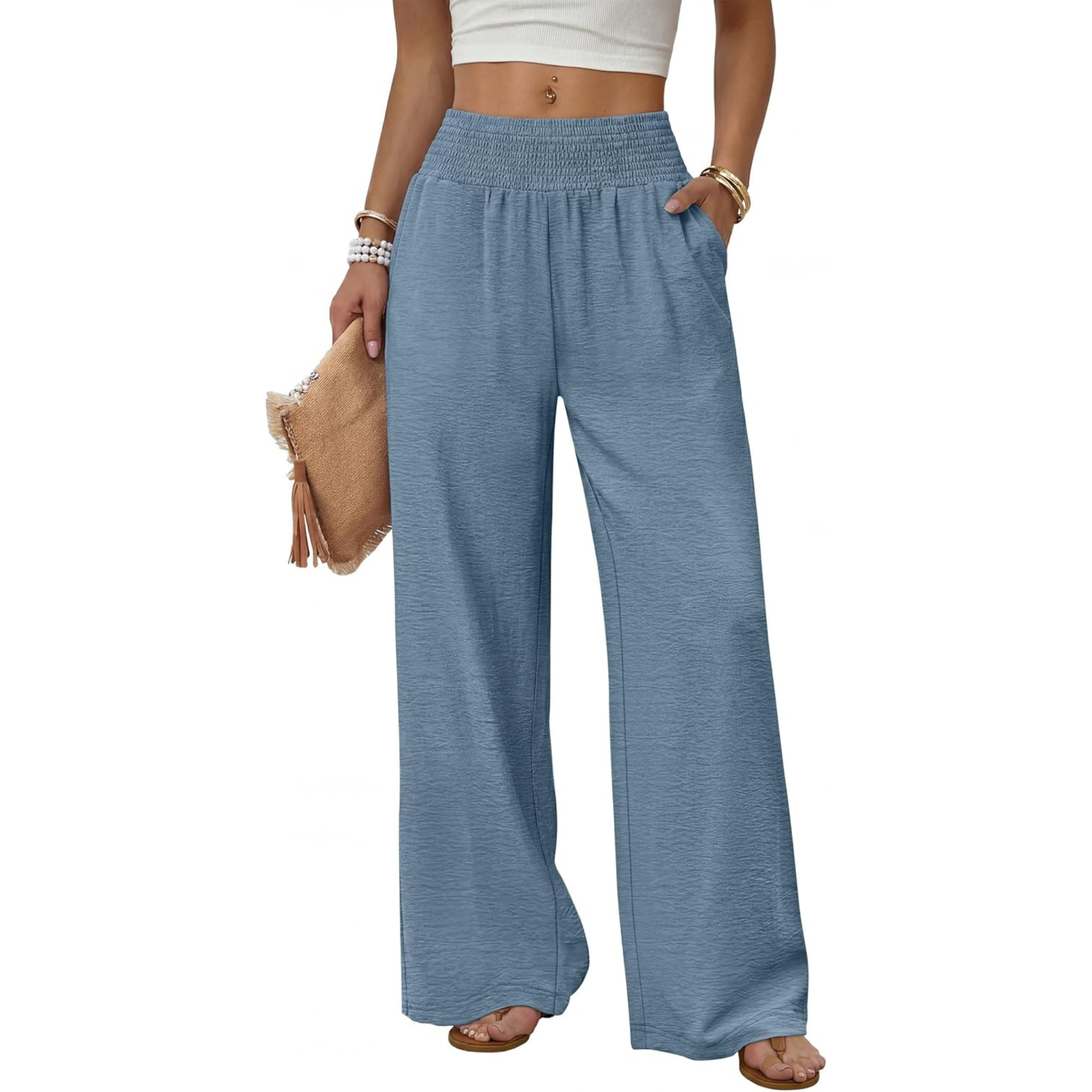 High Waist Wide Leg Lounge Pants with Side Pockets