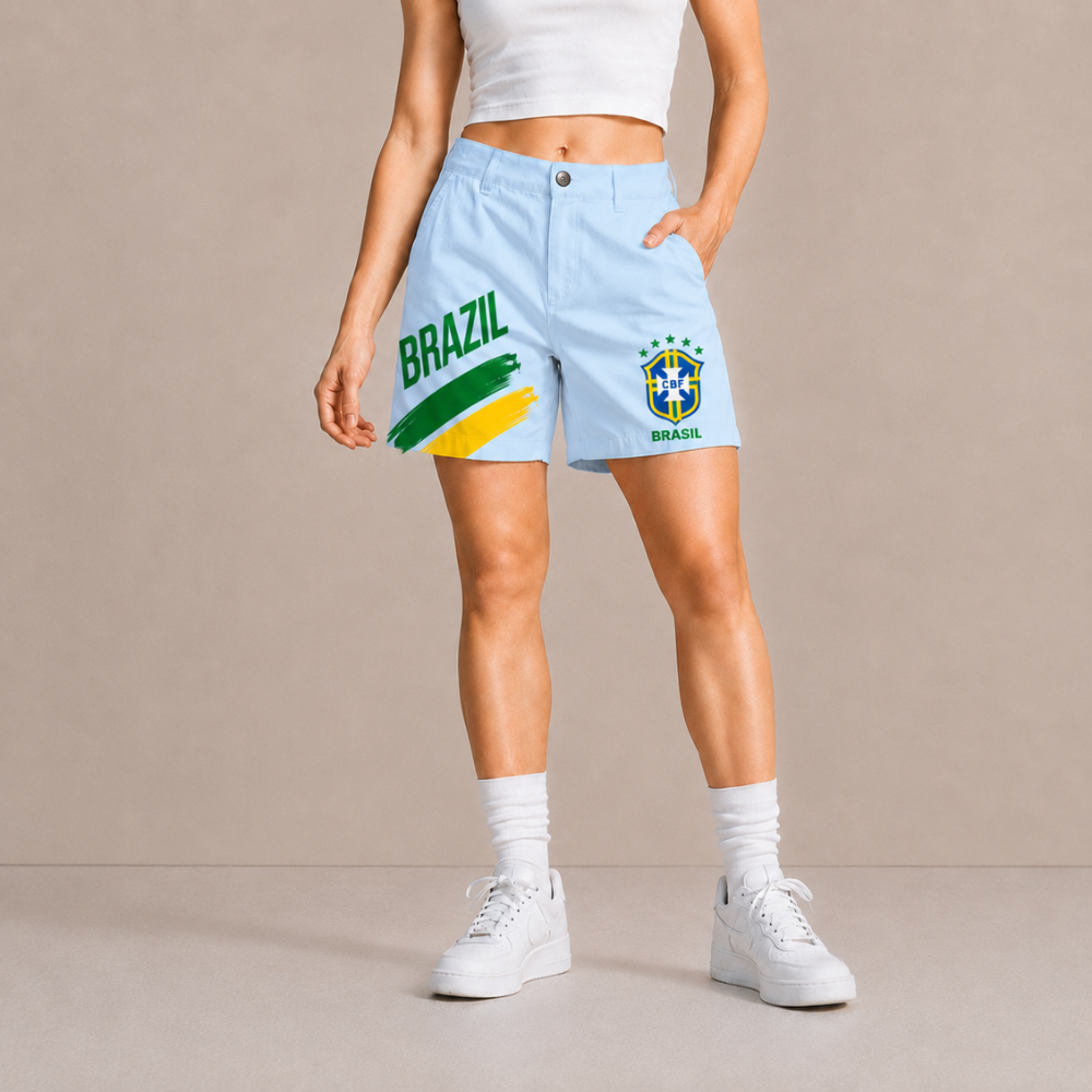 World Cup 2026 Brazil Football Fan Printed Twill Shorts