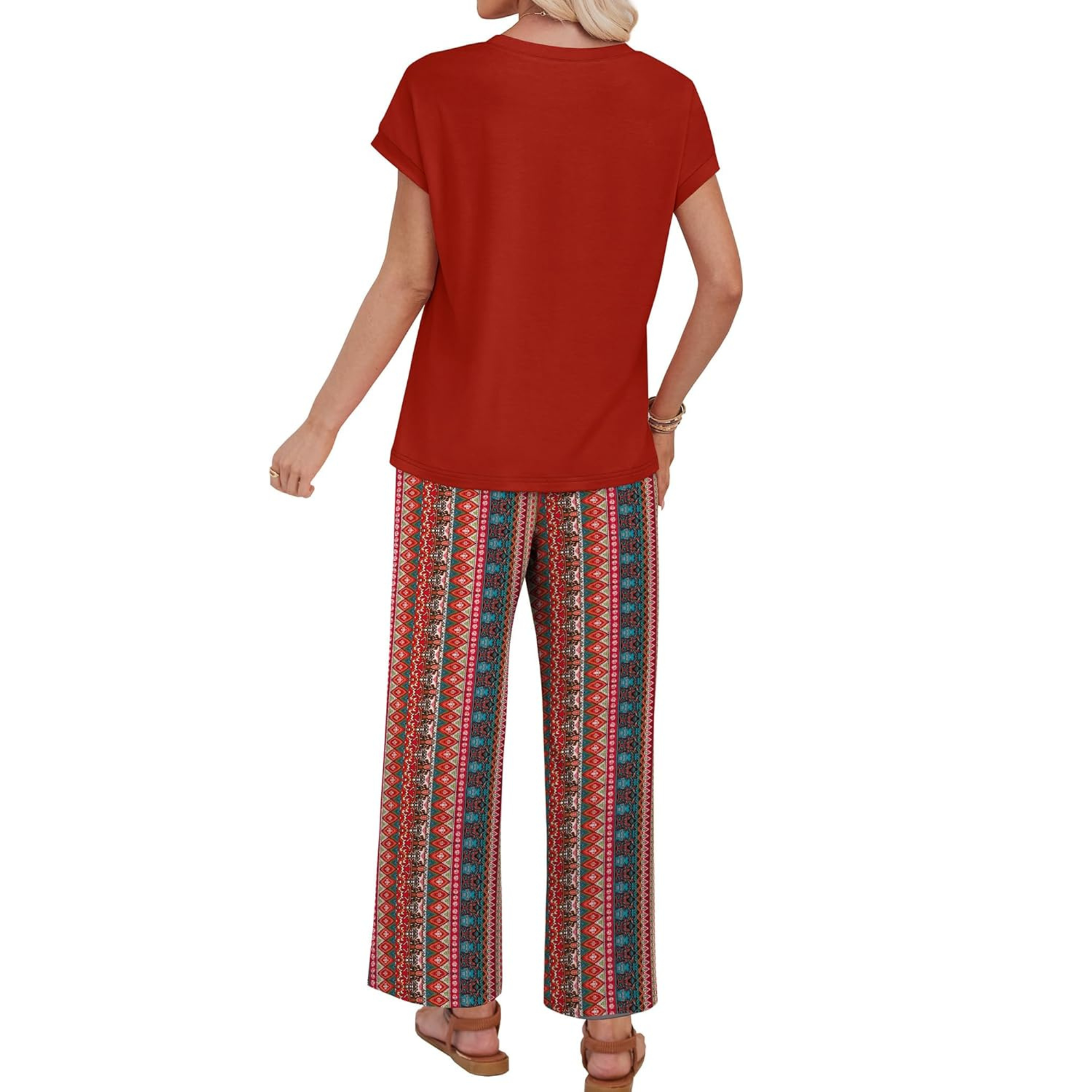 Women Two Piece Lounge Set with Wide Leg Pants