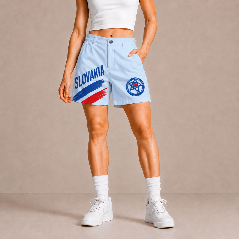 World Cup 2026 Slovakia Football Fan Printed Twill Shorts