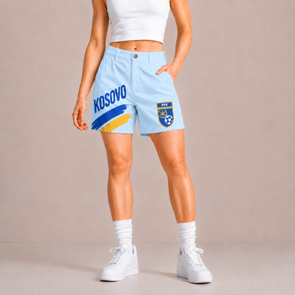 World Cup 2026 Kosovo Football Fan Printed Twill Shorts