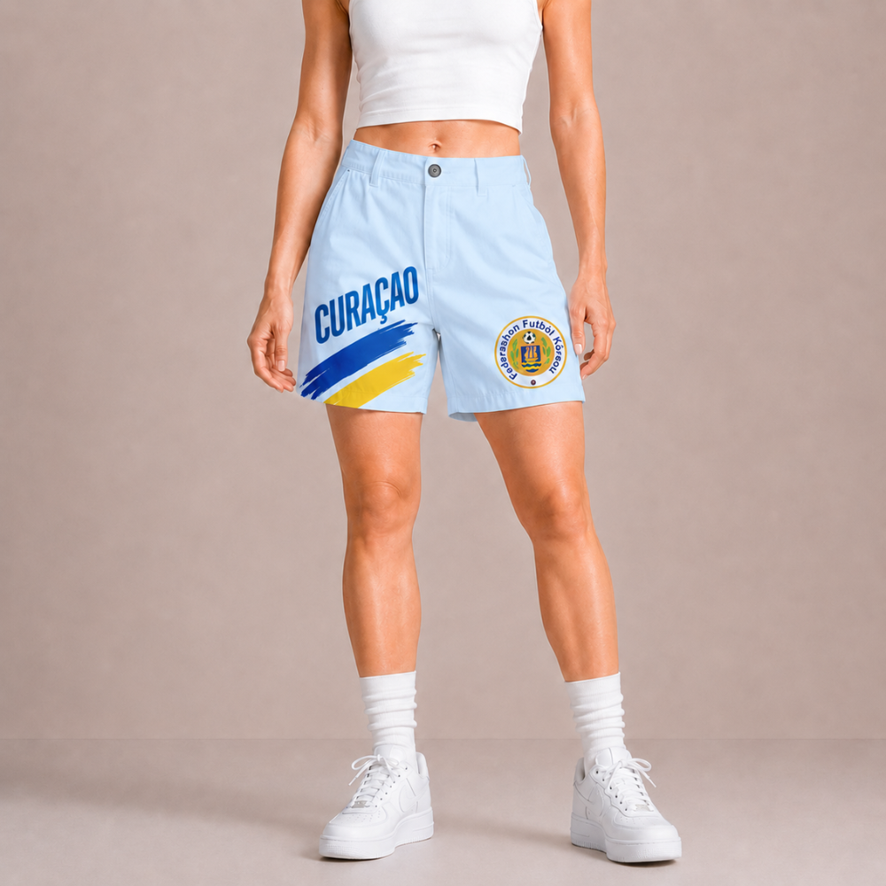 World Cup 2026 Curacao Football Fan Printed Twill Shorts