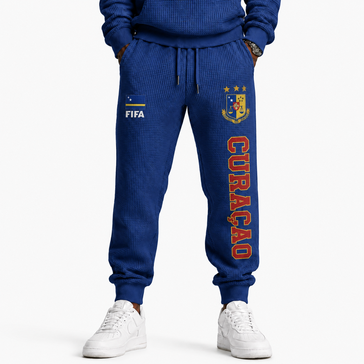 FIFA 2026 Curaçao Printed Waffle Football Fan Pants