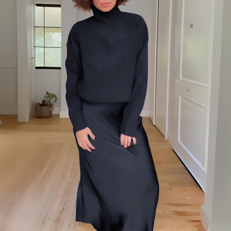 Two Piece Long Sleeve Top And Skirt Set-My Comfy Pant