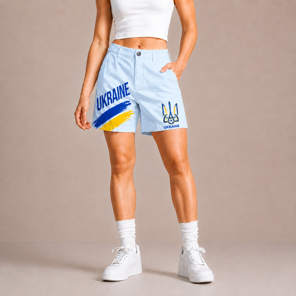 World Cup 2026 Ukraine Football Fan Printed Twill Shorts