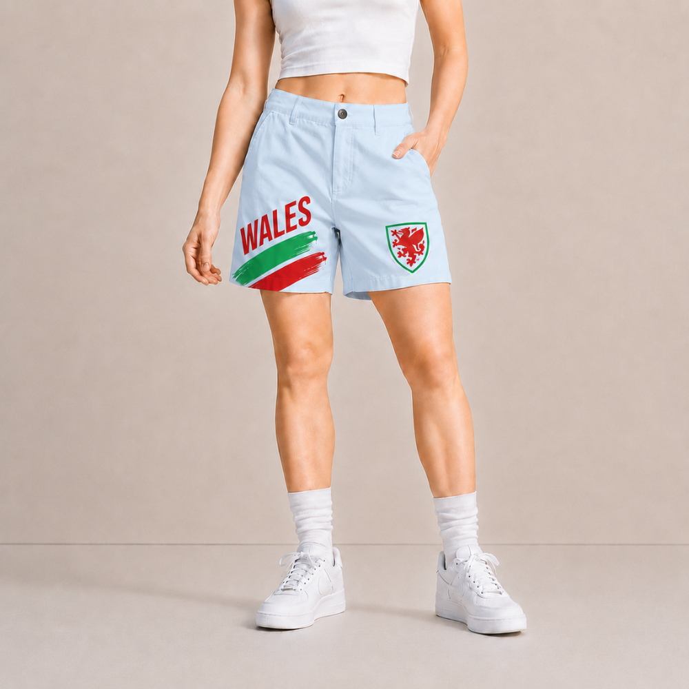 World Cup 2026 Wales Football Fan Printed Twill Shorts