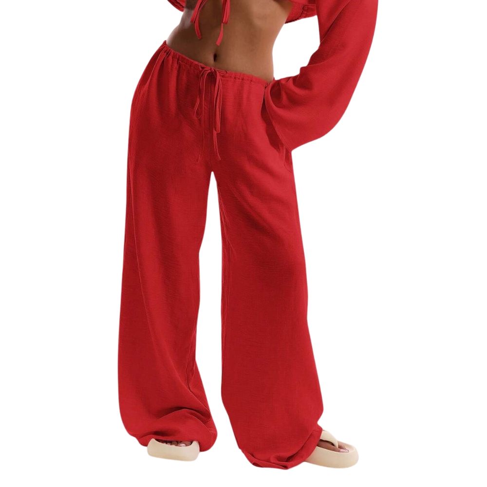 Casual Tie Front Drawstring Trousers For Women