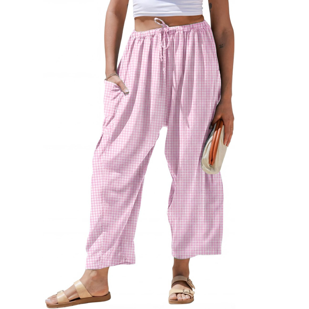 Striped Drawstring Palazzo Pants With Pockets