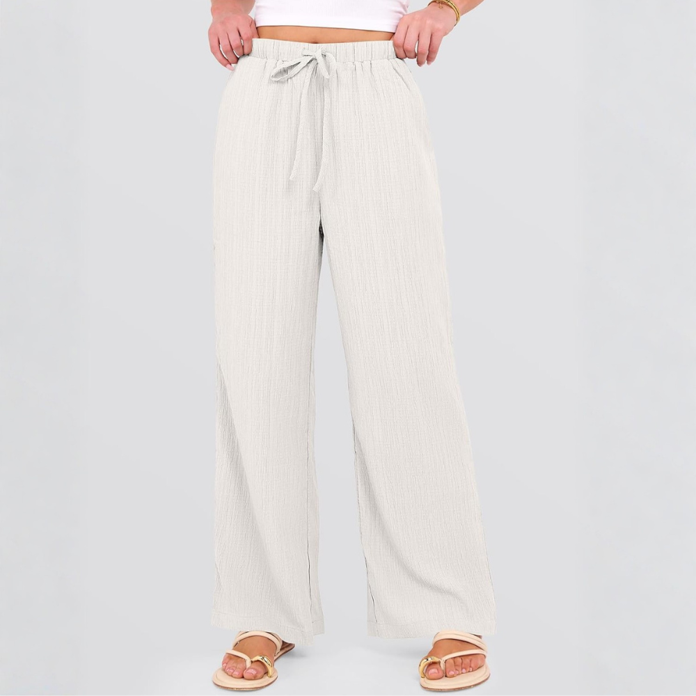 Casual Flowy Drawstring Palazzo Pants With Pockets