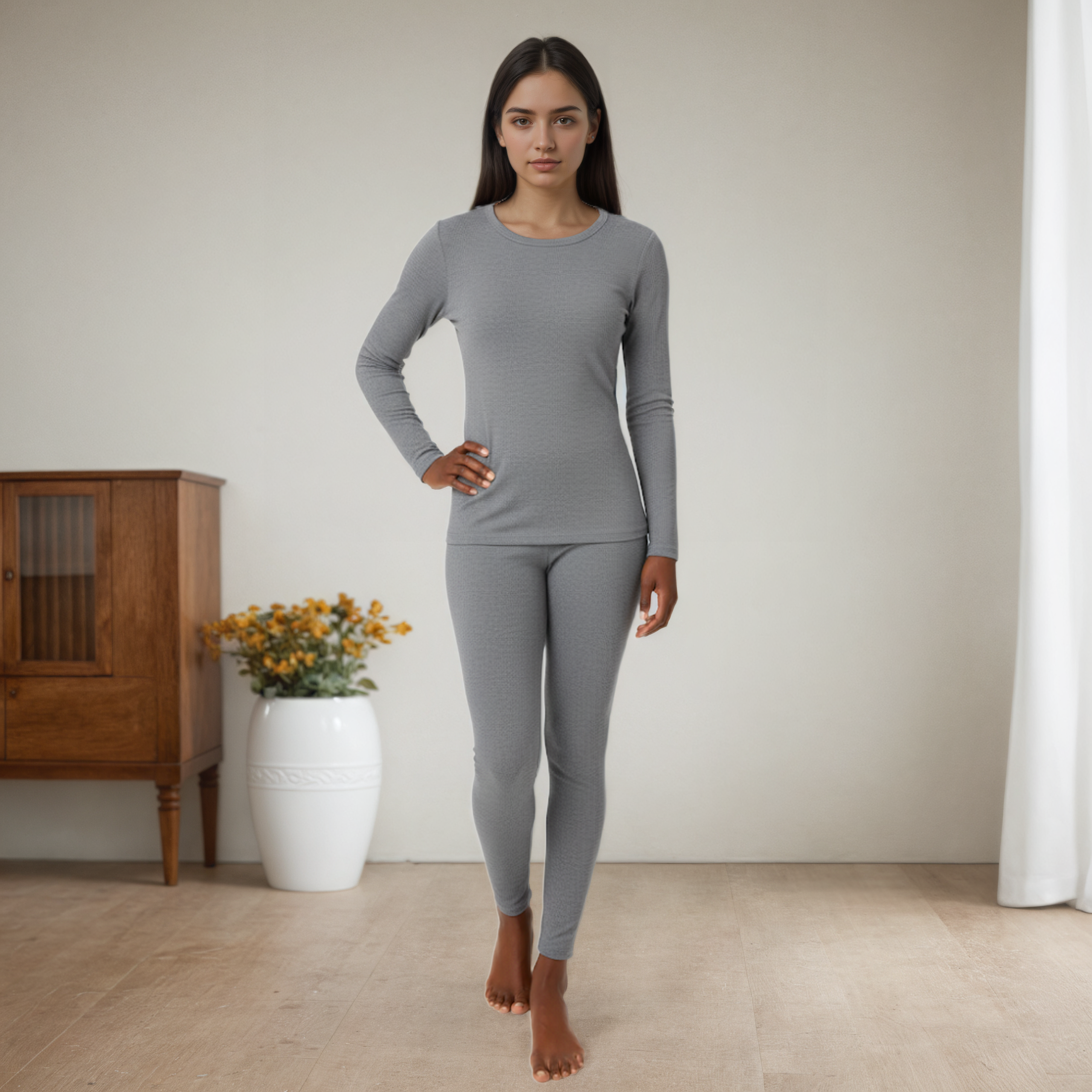 Women Thermal Underwear Set Long Johns Base Layer Top And Bottom