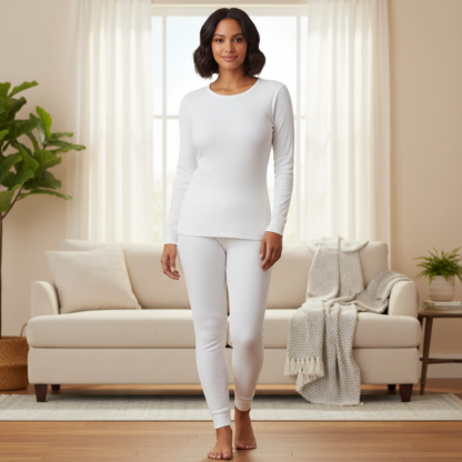 Women Micro Waffle Thermal Underwear Set For Cold Weather