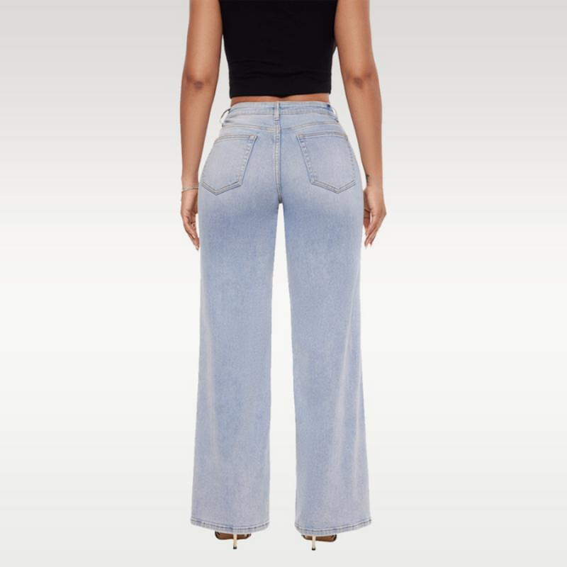 Mid Rise Wide Style Baggy Jeans For Women