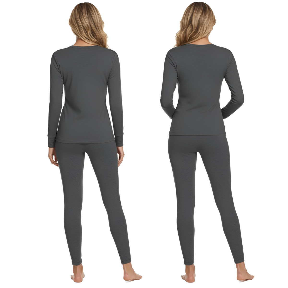 Pack of 2 Women Thermal Base Layer with Fleece Lined Underwear Top and Bottom Set