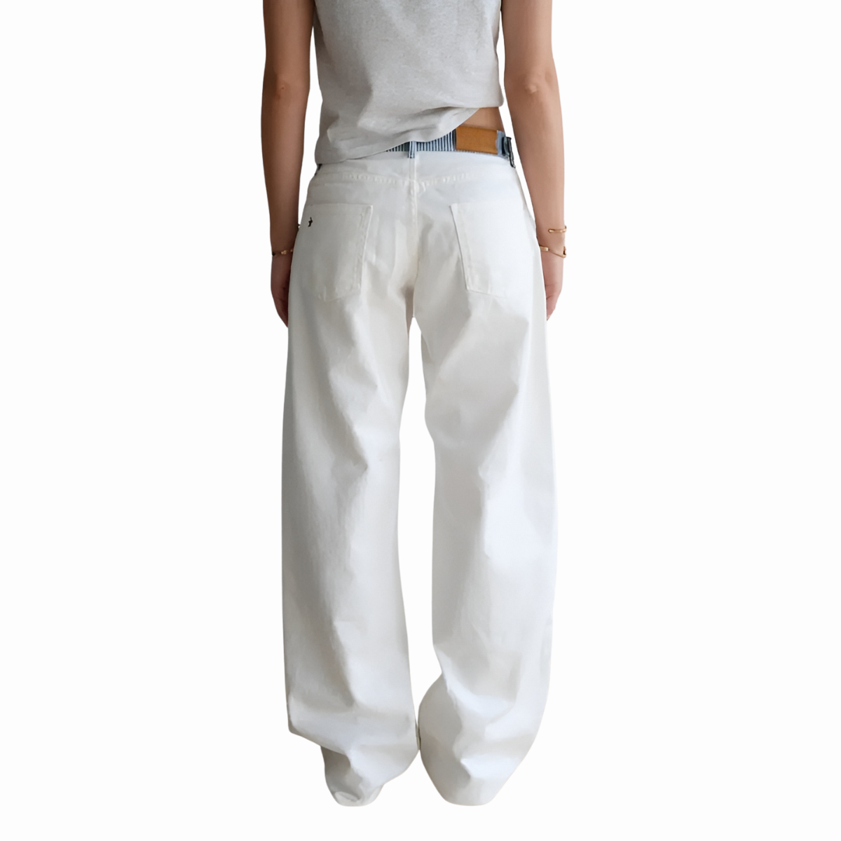 Color Block Strap Patchwork Straight Jeans