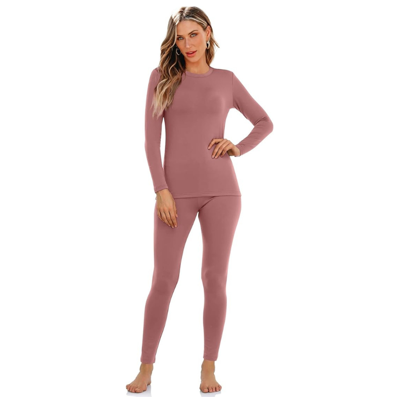 Women Fleece Lined Thermal Underwear Set for Cold Weather