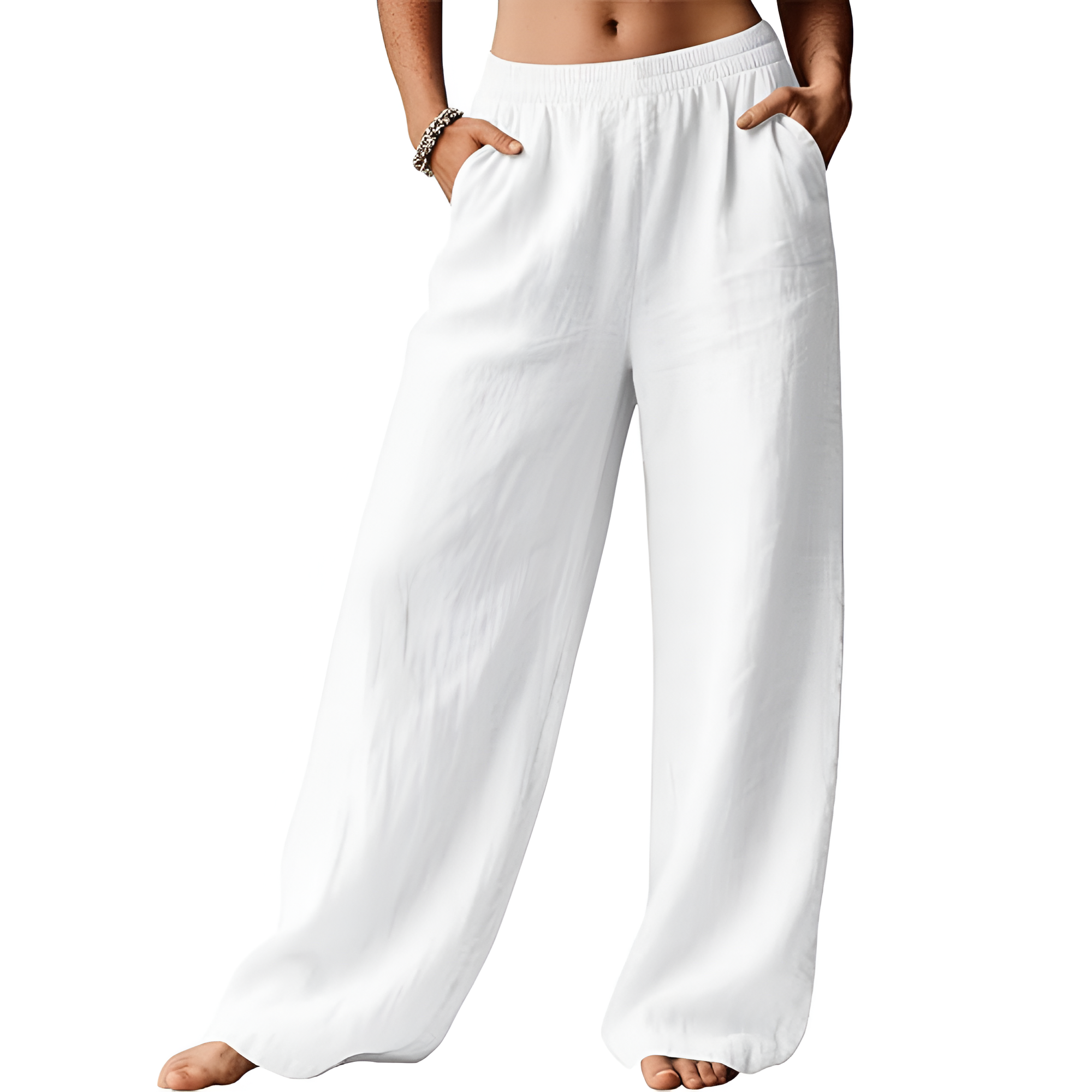 [Copy]High Waist Cropped Wide PantsWide Fit Summer Flowy Palazzo Pants For Women  - Image 5