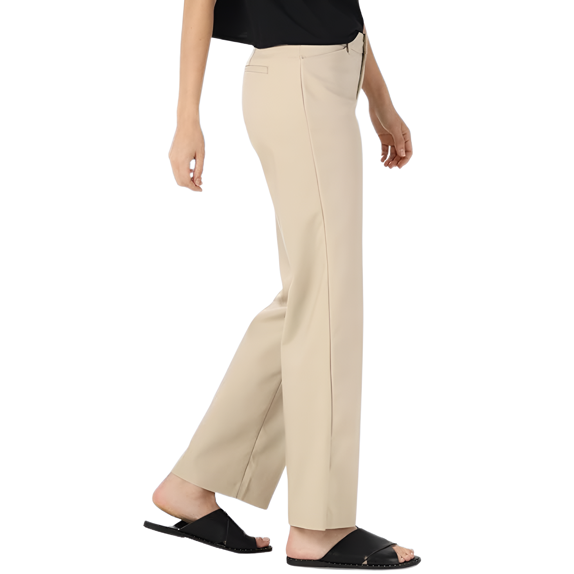 Mid Rise Regular Fit Work Trousers Pants For Women