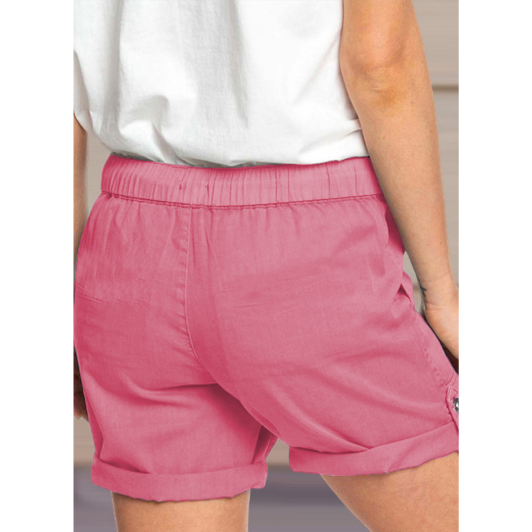 Solid Color Straight Leg Casual Shorts-My Comfy Pant