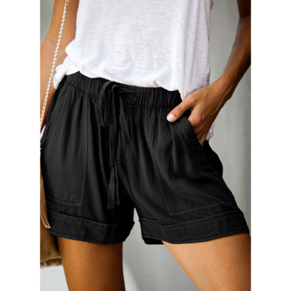 Solid High Waisted Strappy Loose Wide Summer Shorts-My Comfy Pant