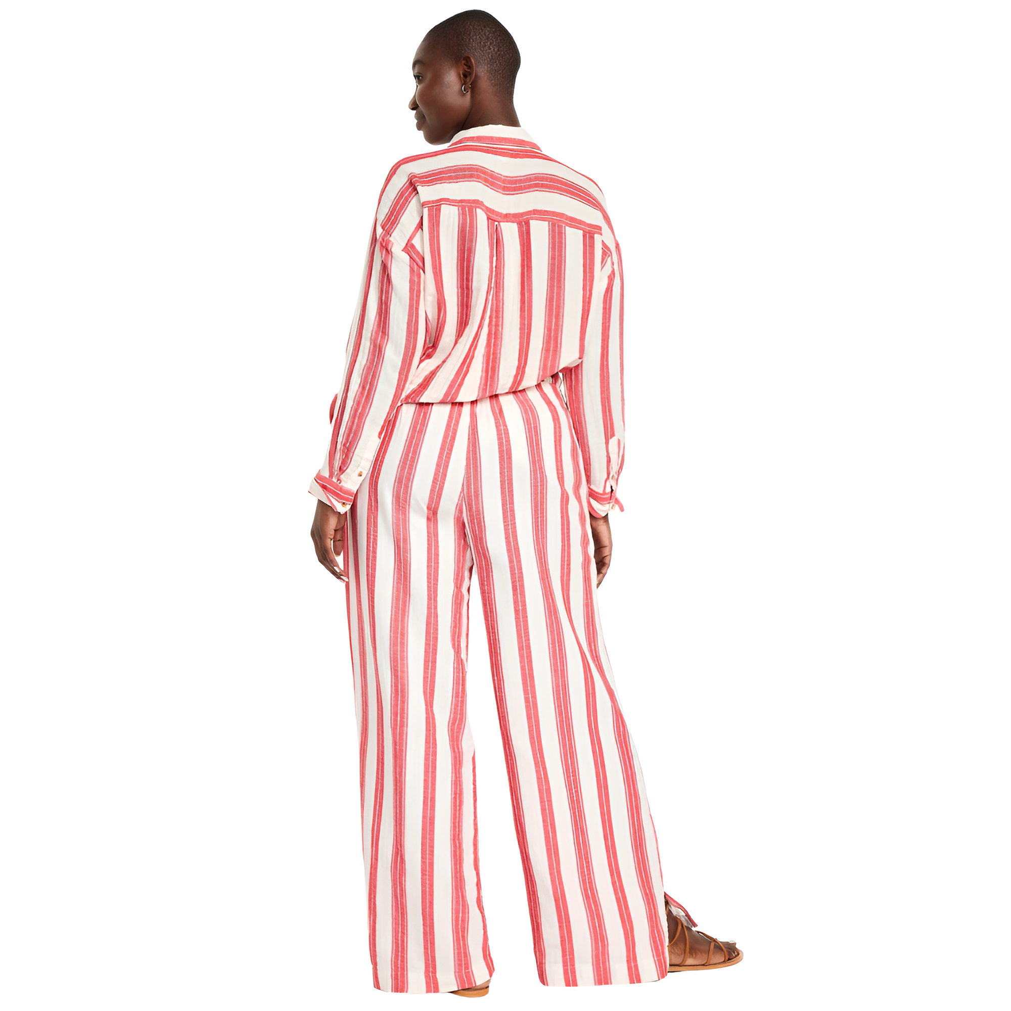 High Rise Crinkle Gauze Stripe Super Wide Pants-My Comfy Pant