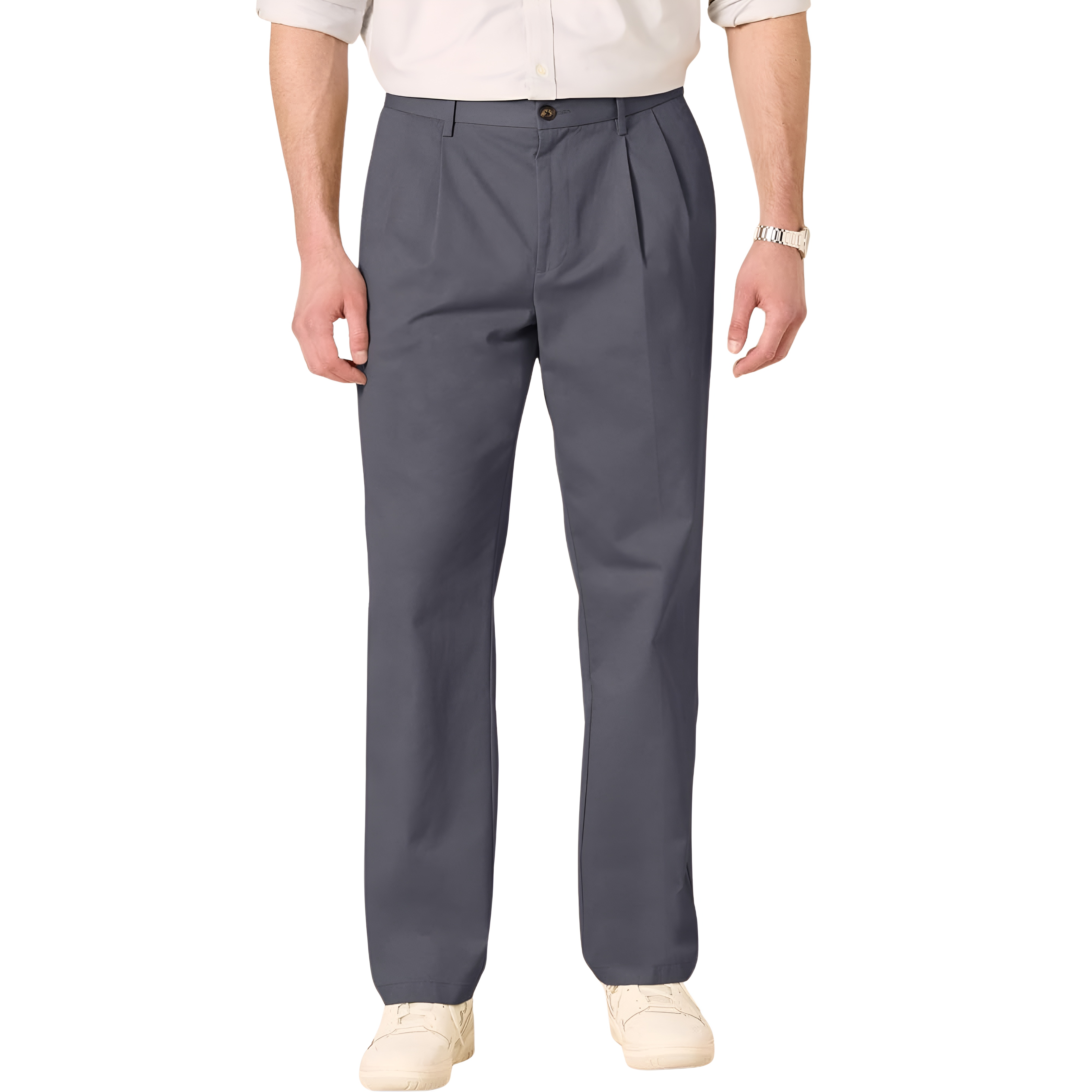 Men's Classic-Fit Wrinkle-Resistant Pleated Chino PantPleated Style Straight Fit Chino Pants For Men - Image 24