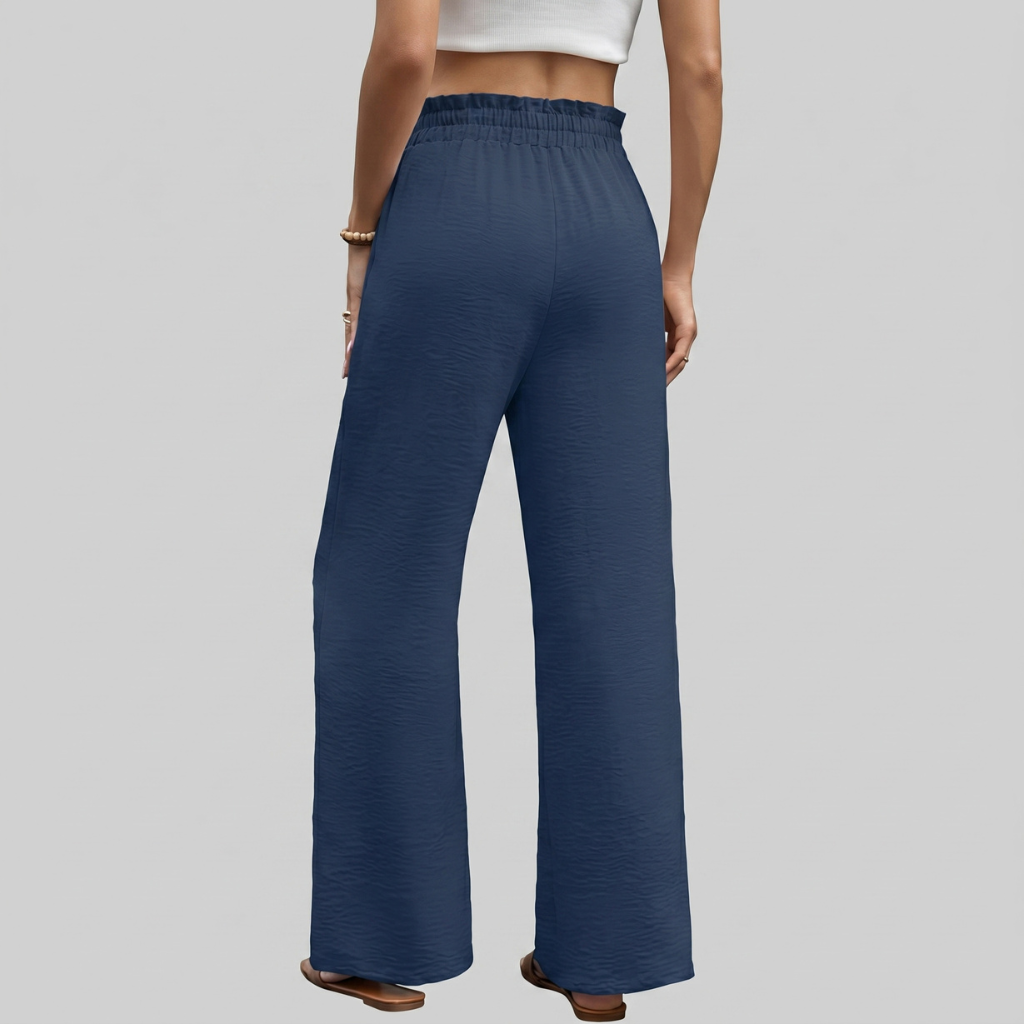 Loose Fit Drawstring Wide Pants With Pockets For Women