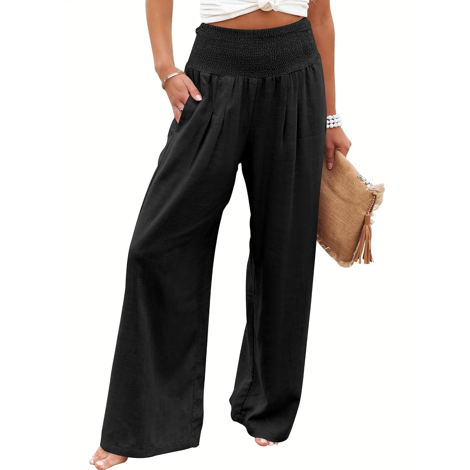 Casual Lounge Wide Loose Boho Linen Fit Pants For Women