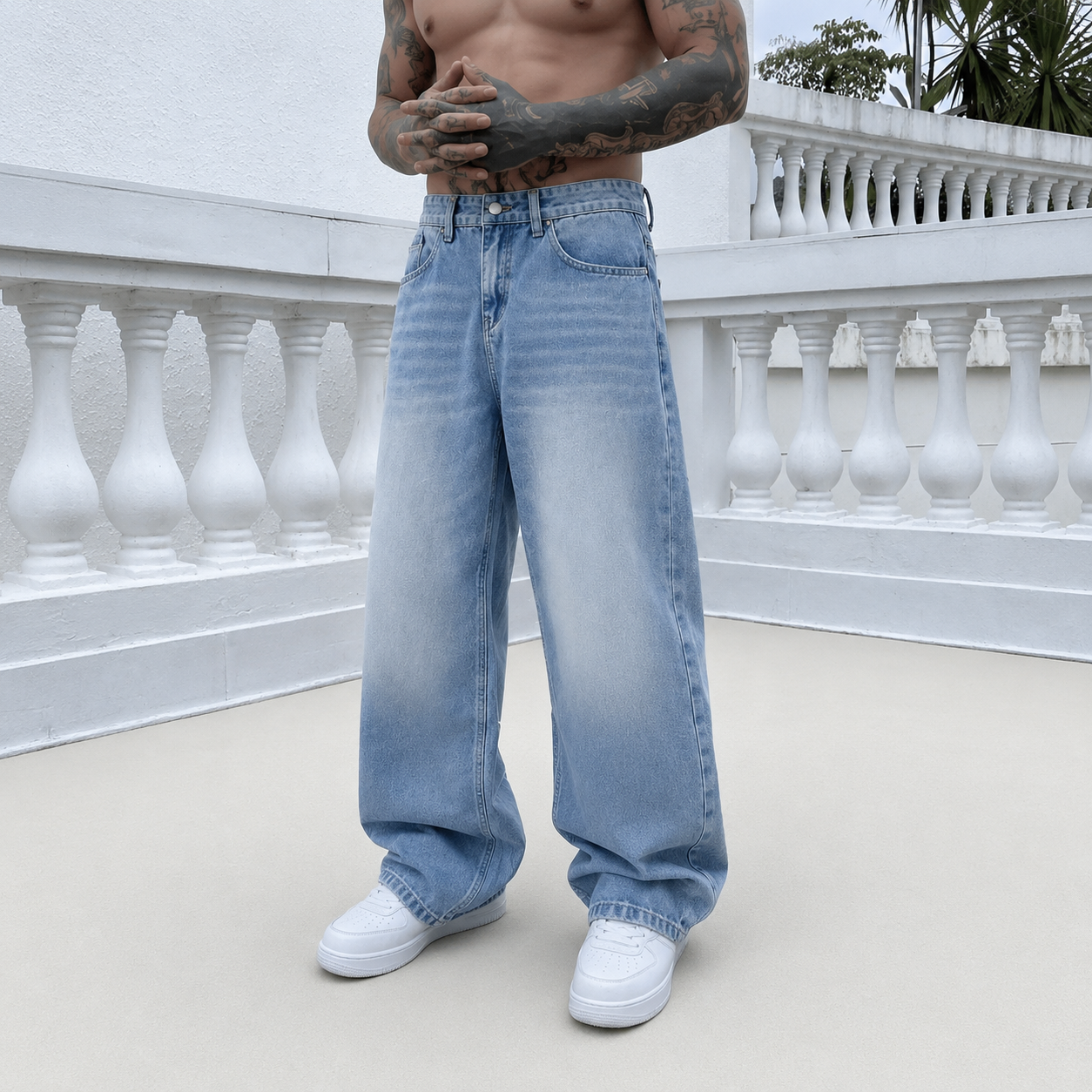 Loose Vintage Washed Streetwear Jeans For Men