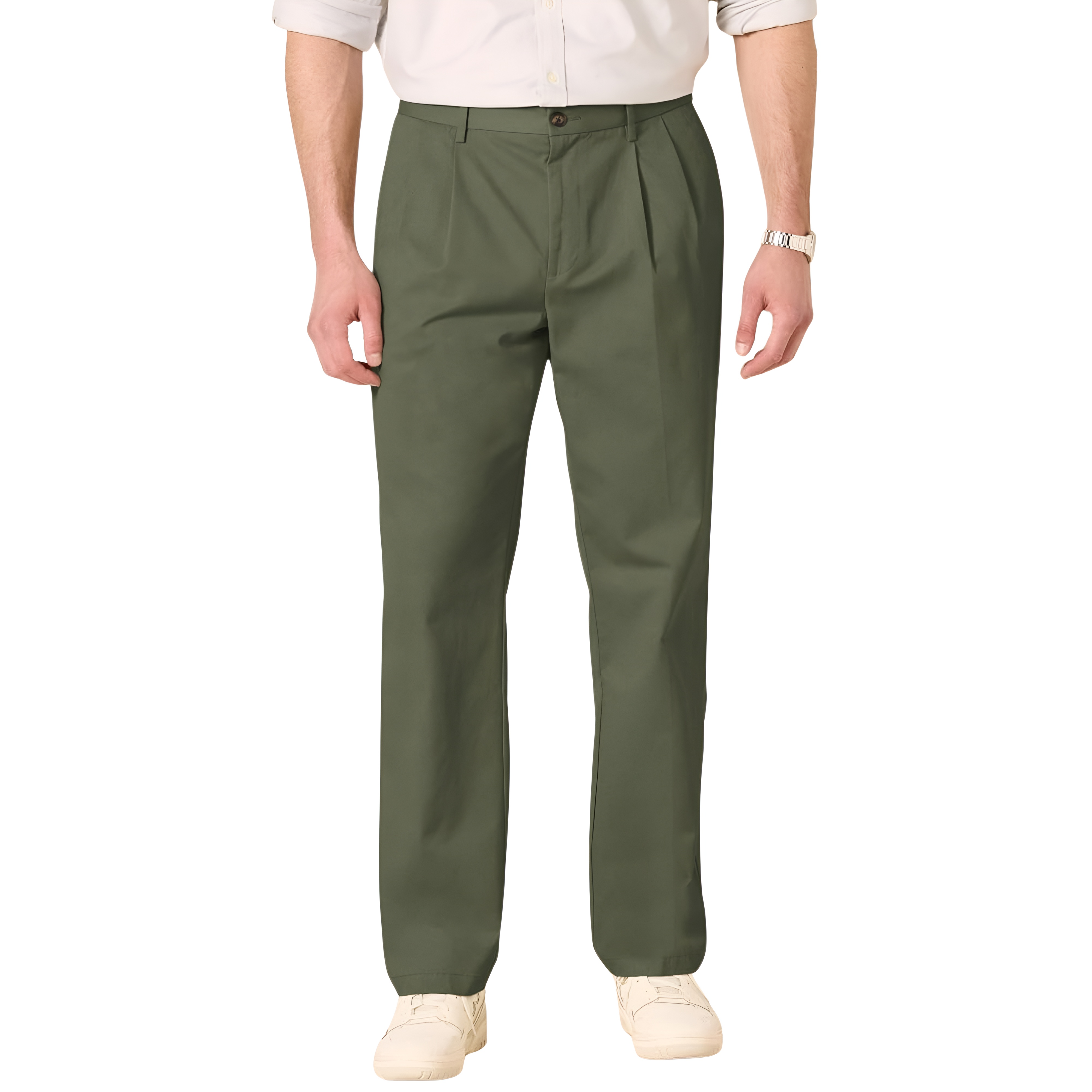 Men's Classic-Fit Wrinkle-Resistant Pleated Chino PantPleated Style Straight Fit Chino Pants For Men - Image 14