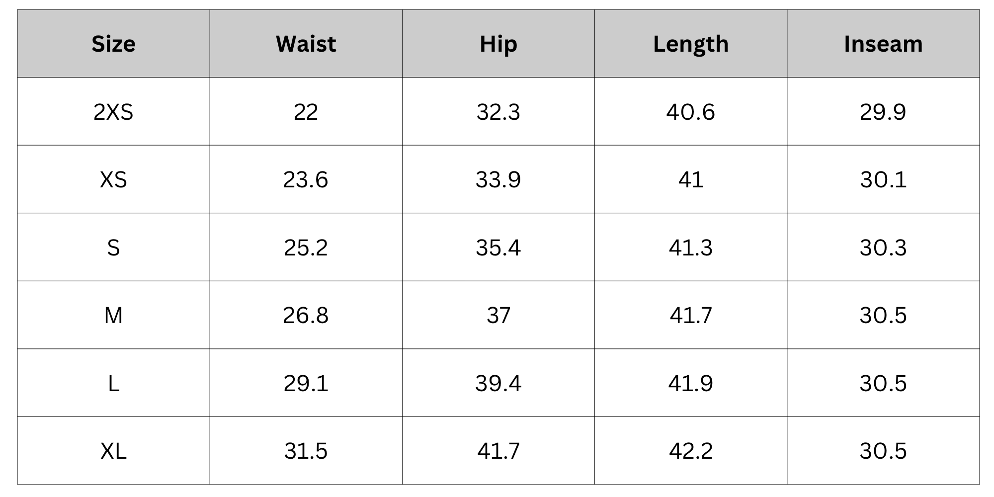 Size Chart