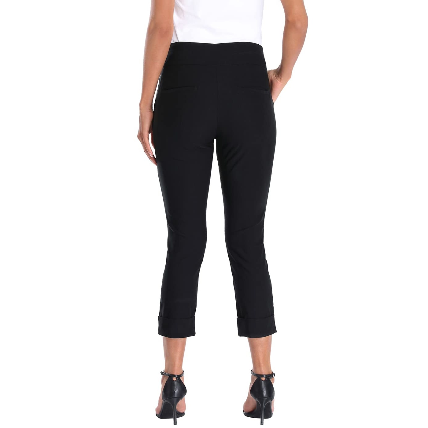 Pull On Elastic Capri Pants With Pockets