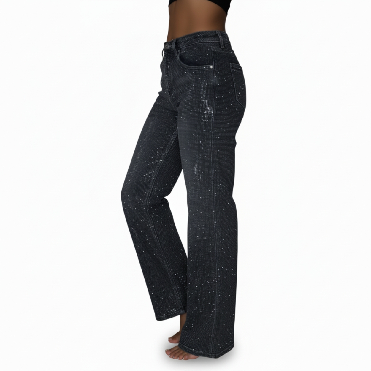 Sequin Embellished Casual Jeans For WomenSequin Embellished Casual Jeans For Women - Image 3