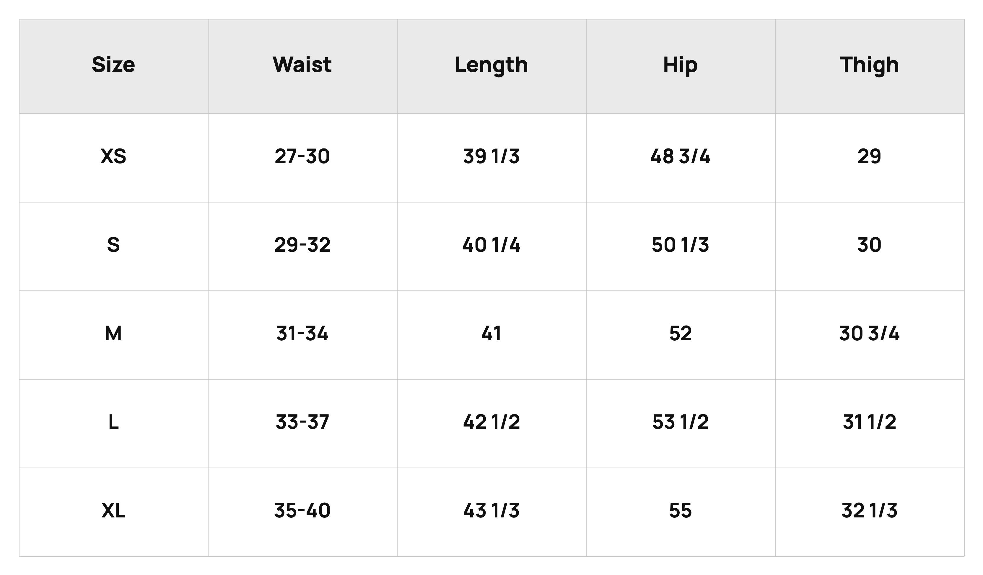 Size Chart
