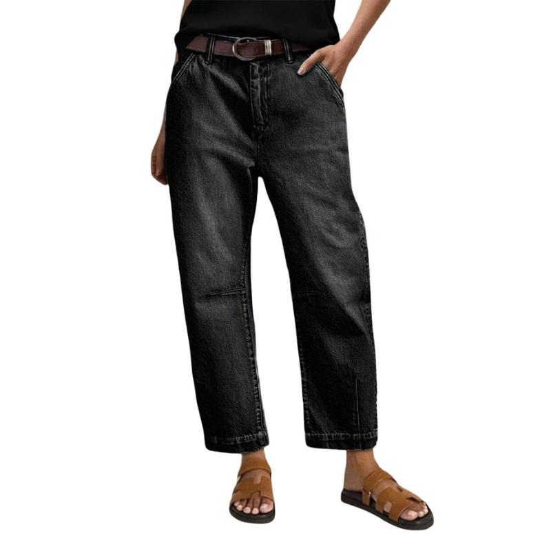 Mid Rise Casual Barrel Stretchy Fit Jeans For Women