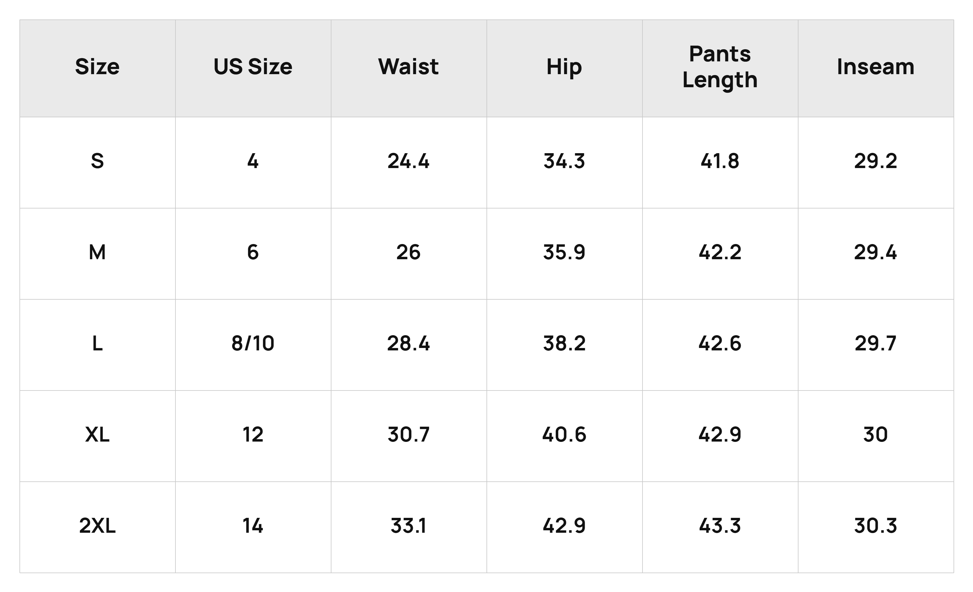 Size Chart