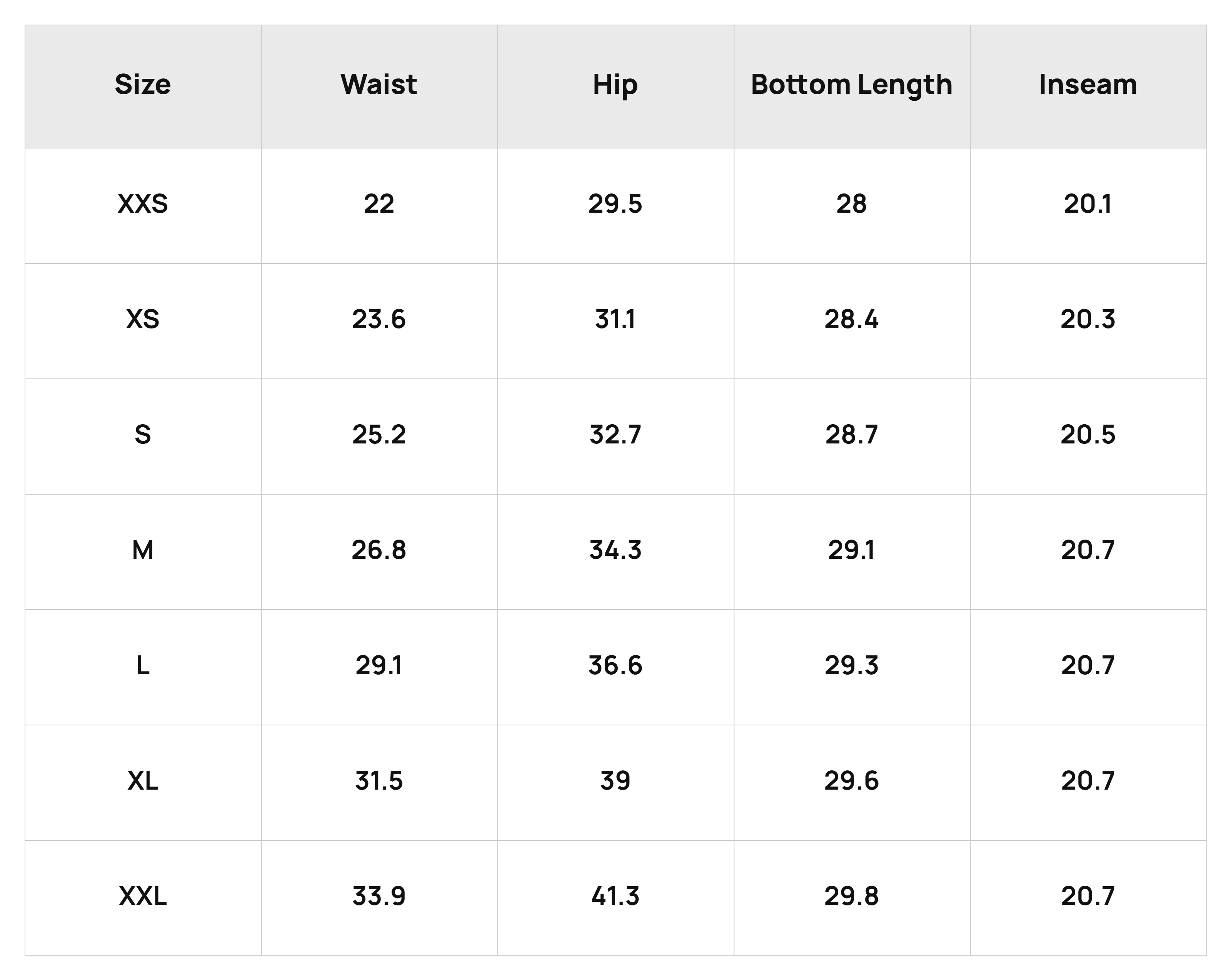 Size Chart