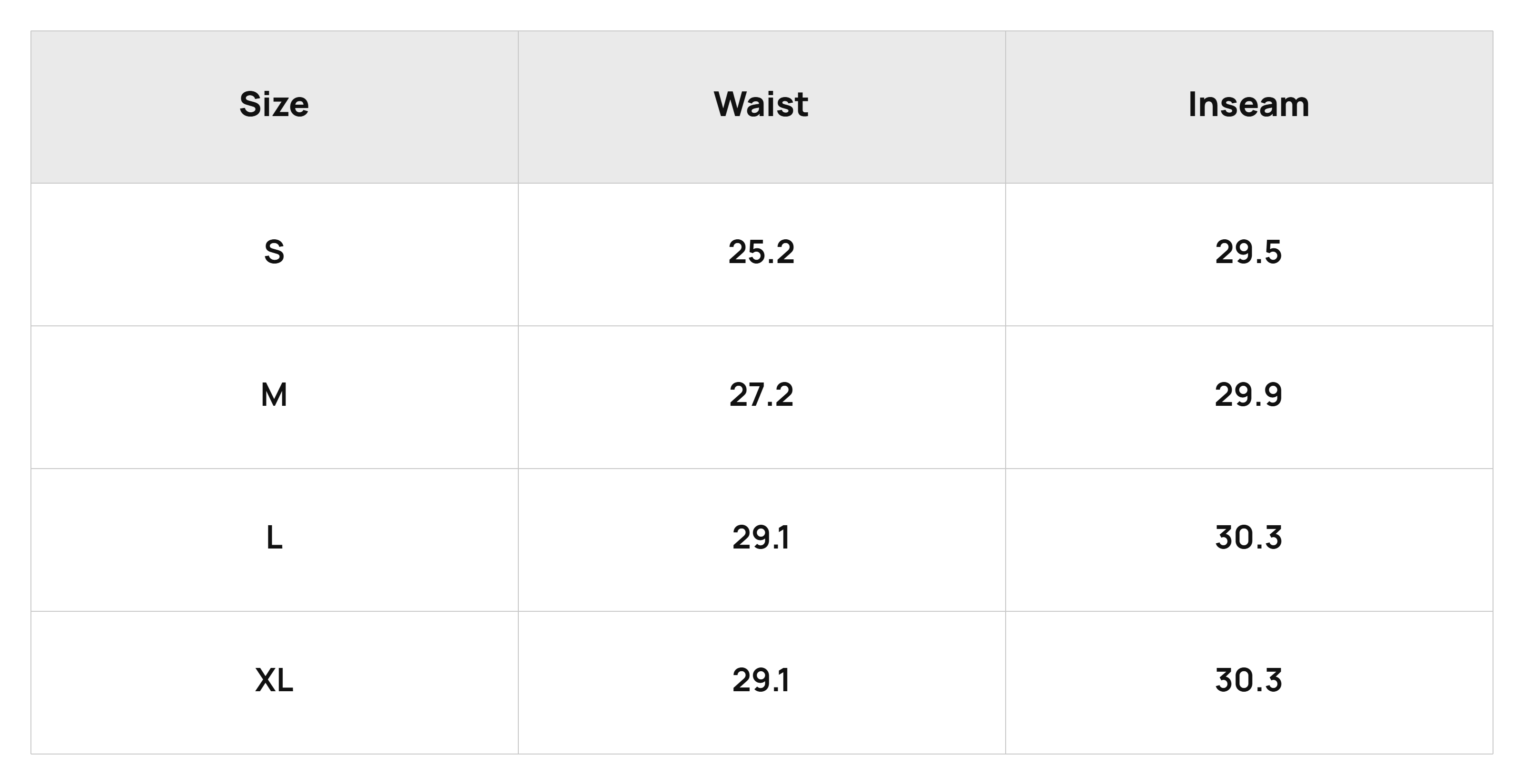 Size Chart