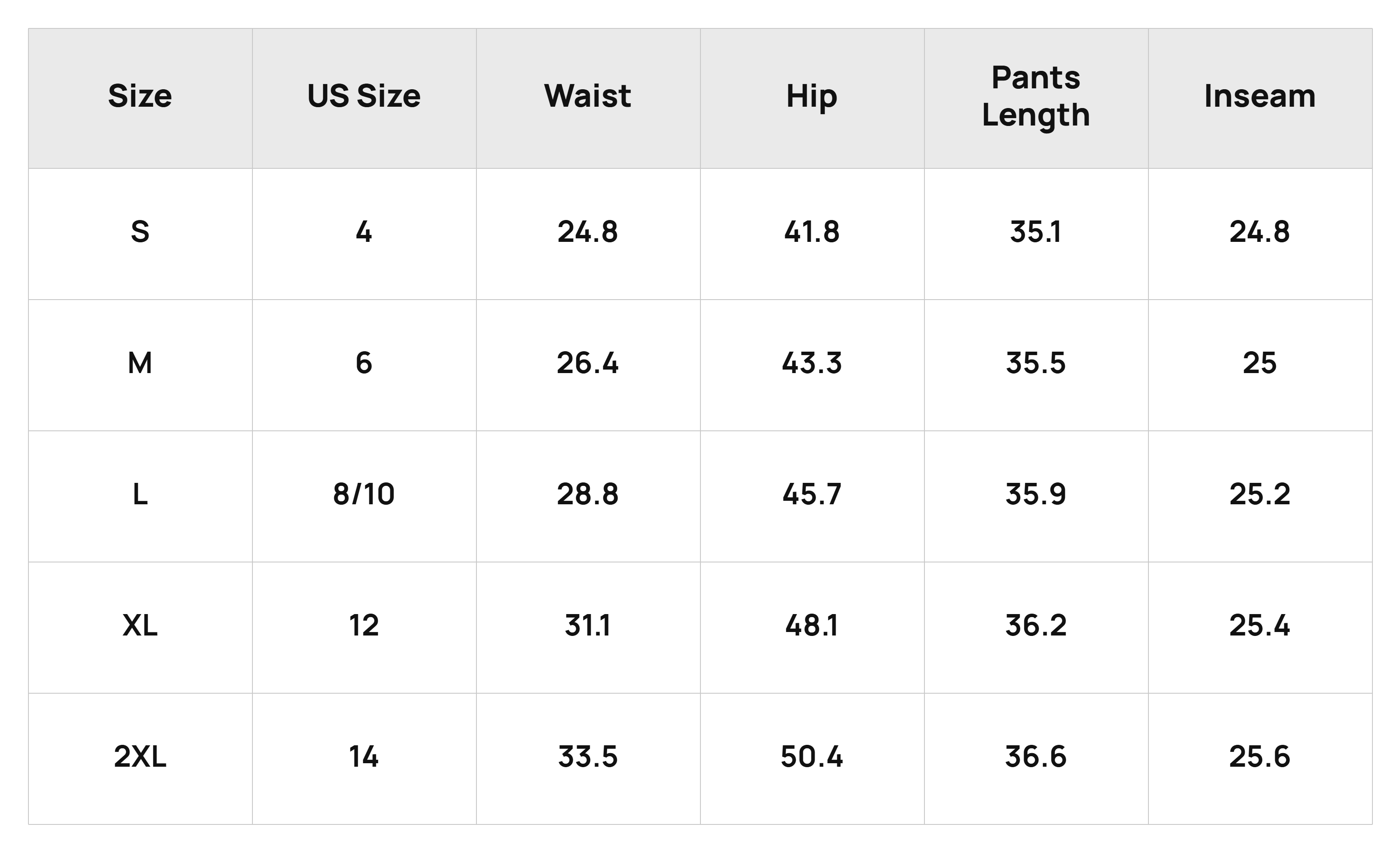 Size Chart