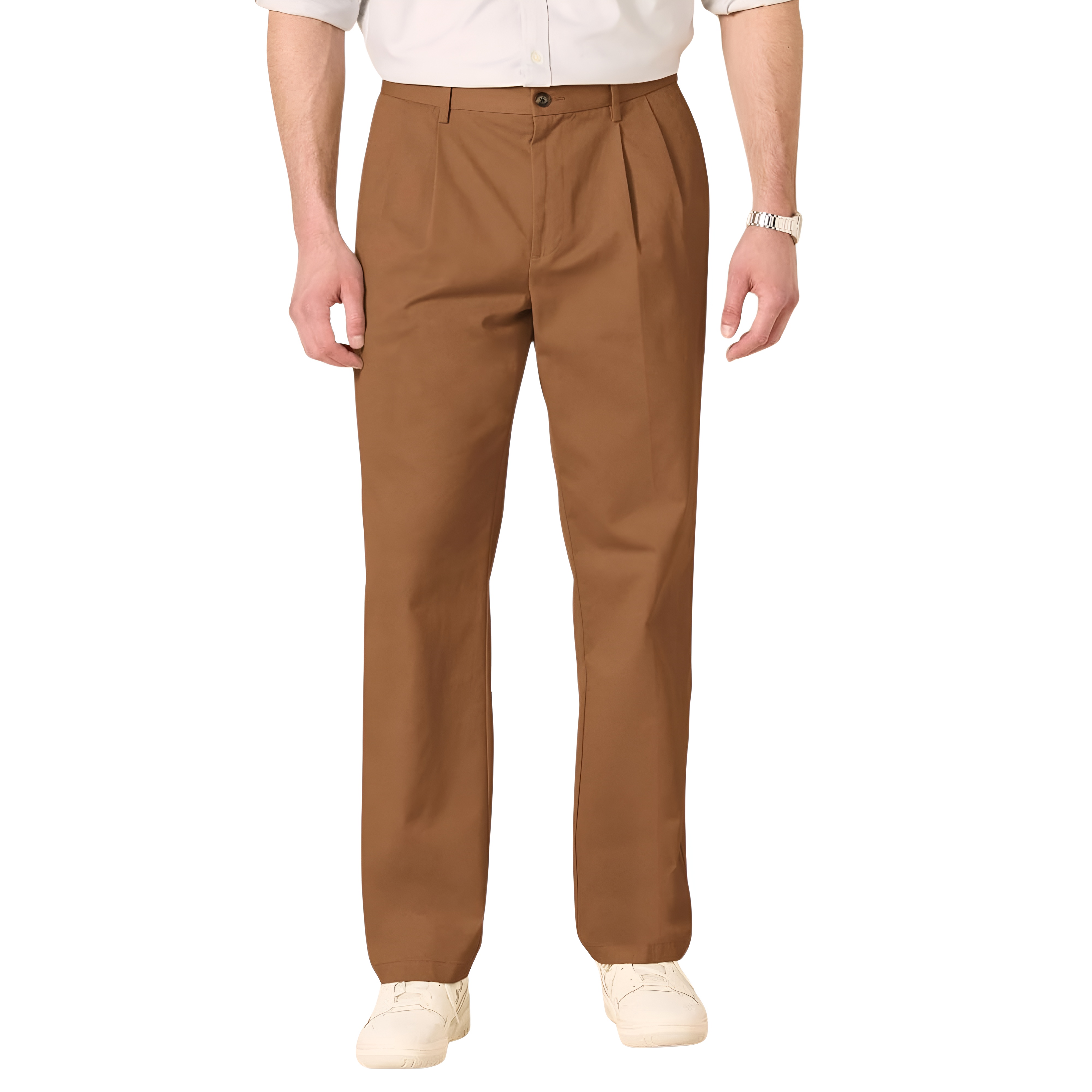 Men's Classic-Fit Wrinkle-Resistant Pleated Chino PantPleated Style Straight Fit Chino Pants For Men - Image 20