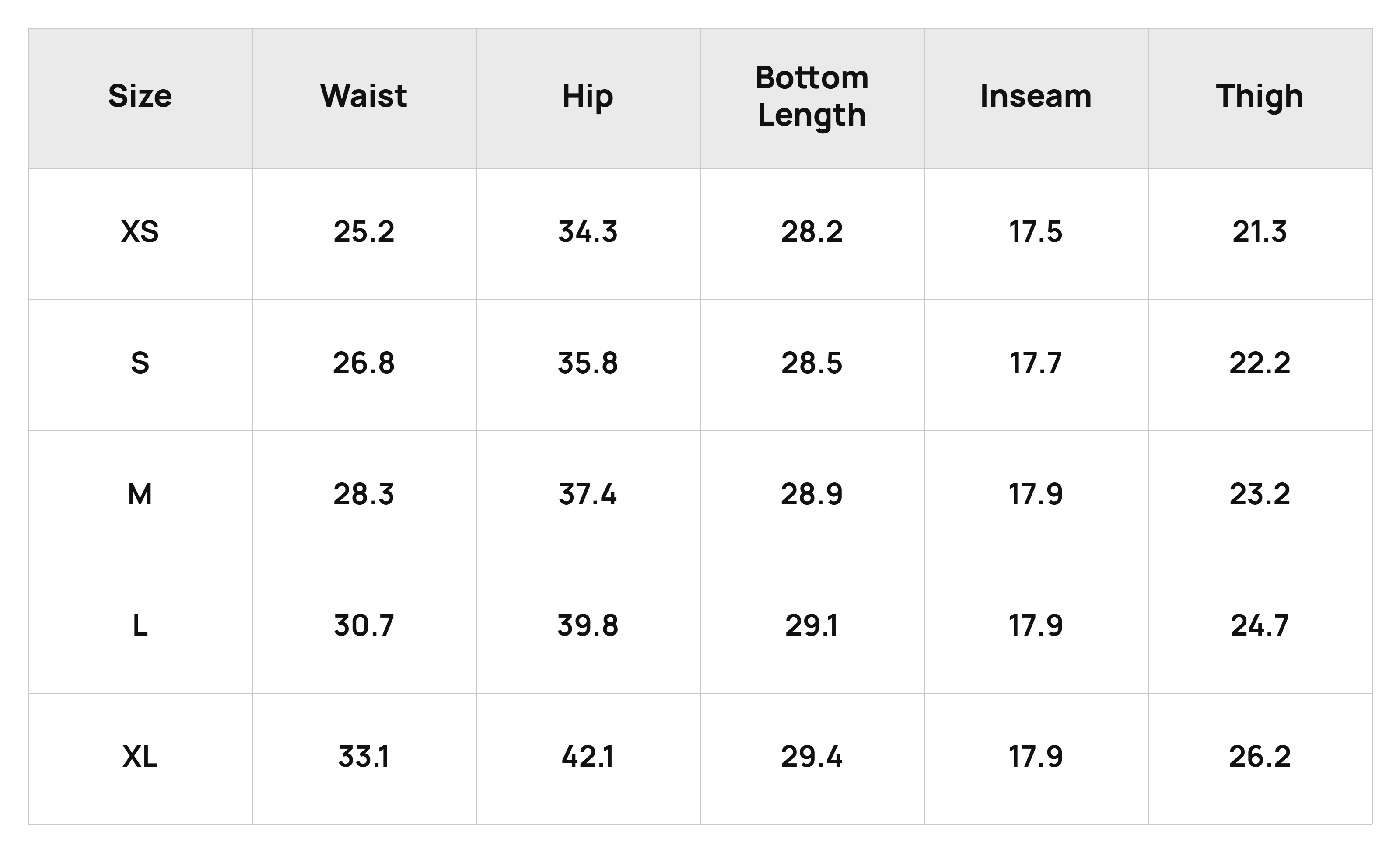 Size Chart