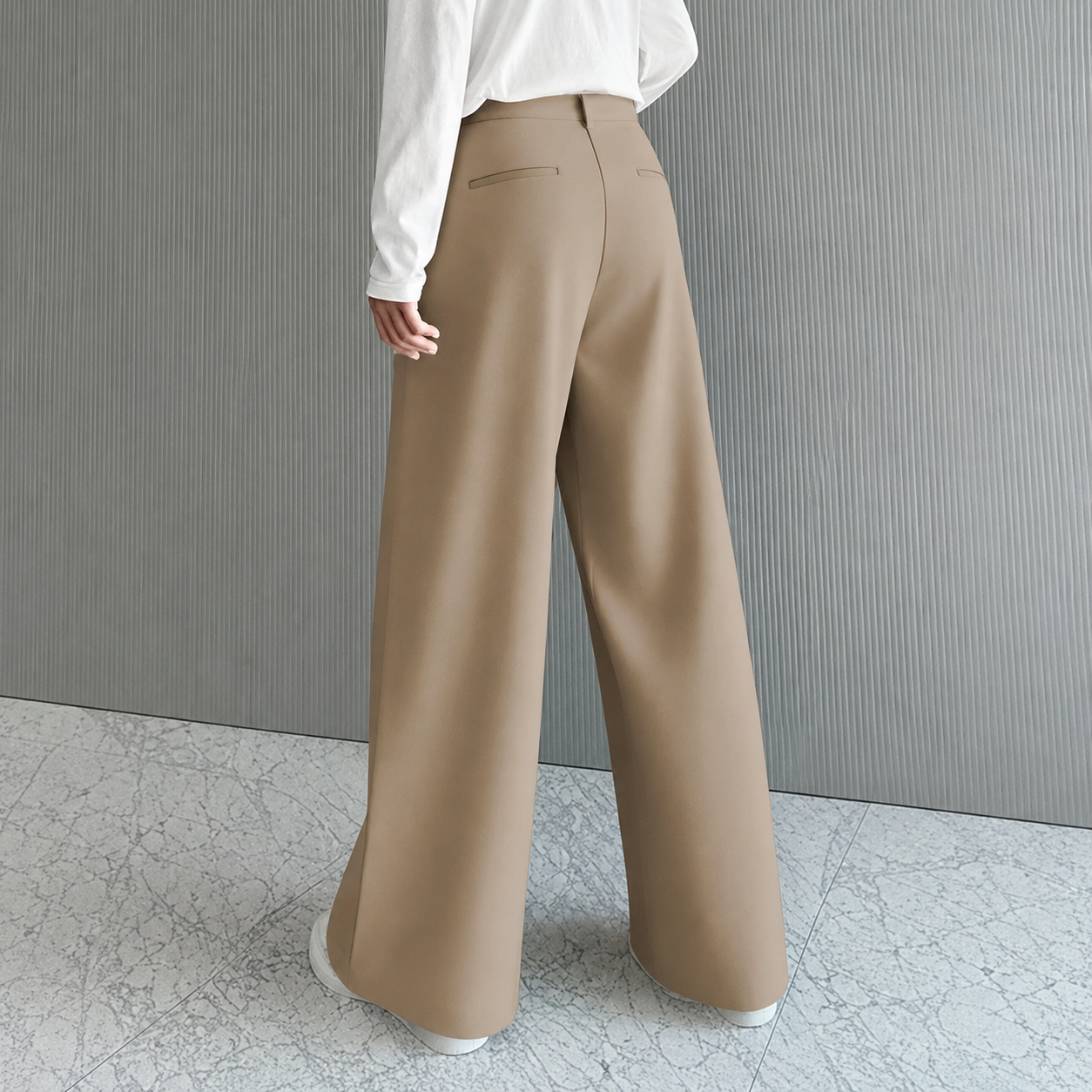 Loose Fit Pleated Casual Trousers With Button Detail For Men