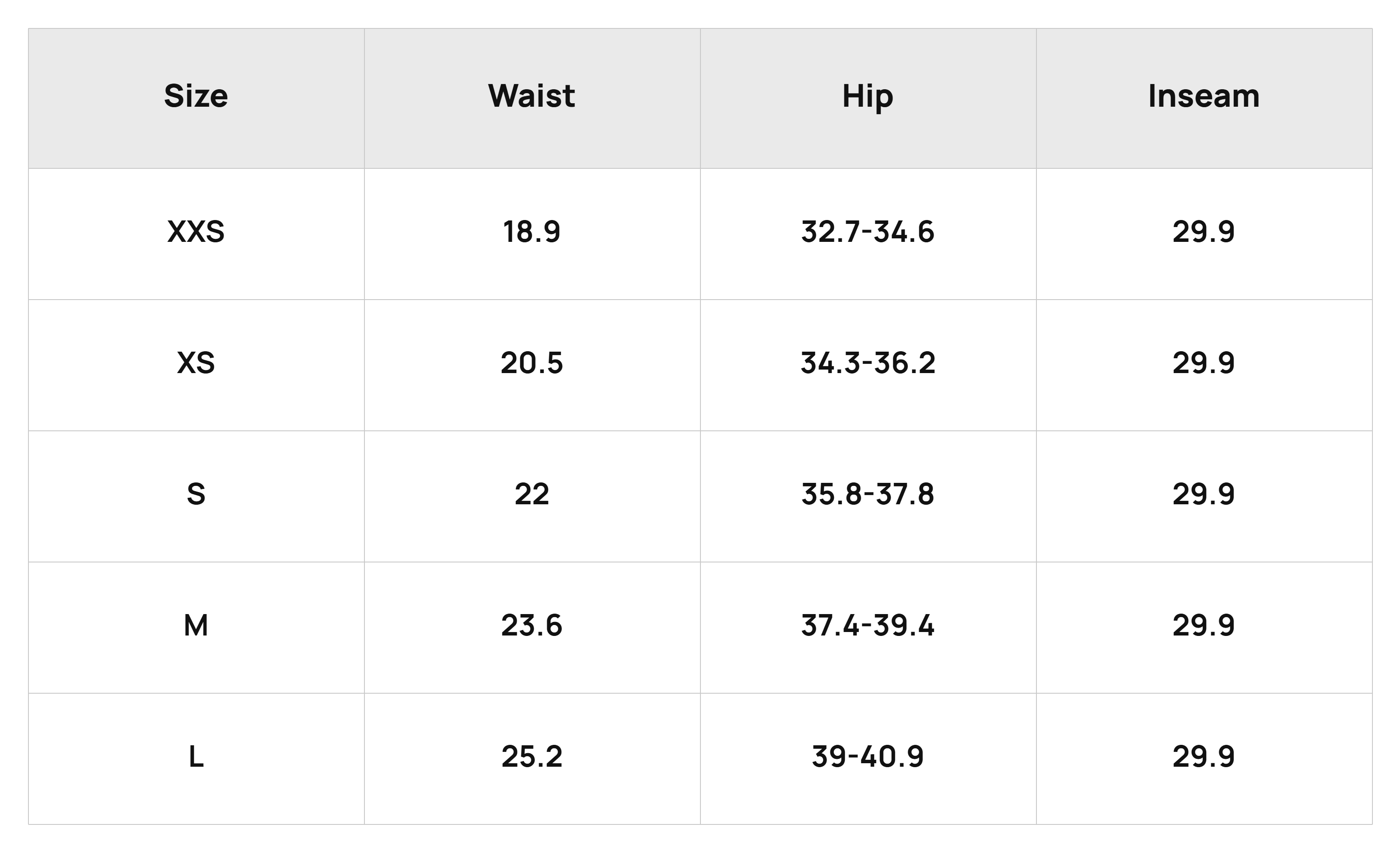 Size Chart