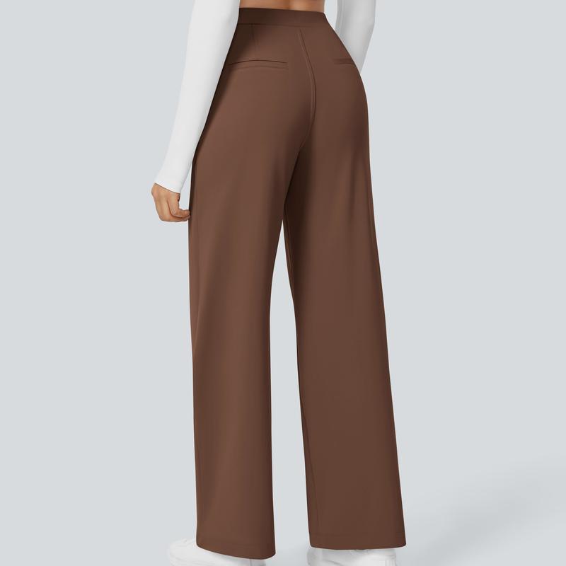 High Waisted Straight Pants With Side Pocket