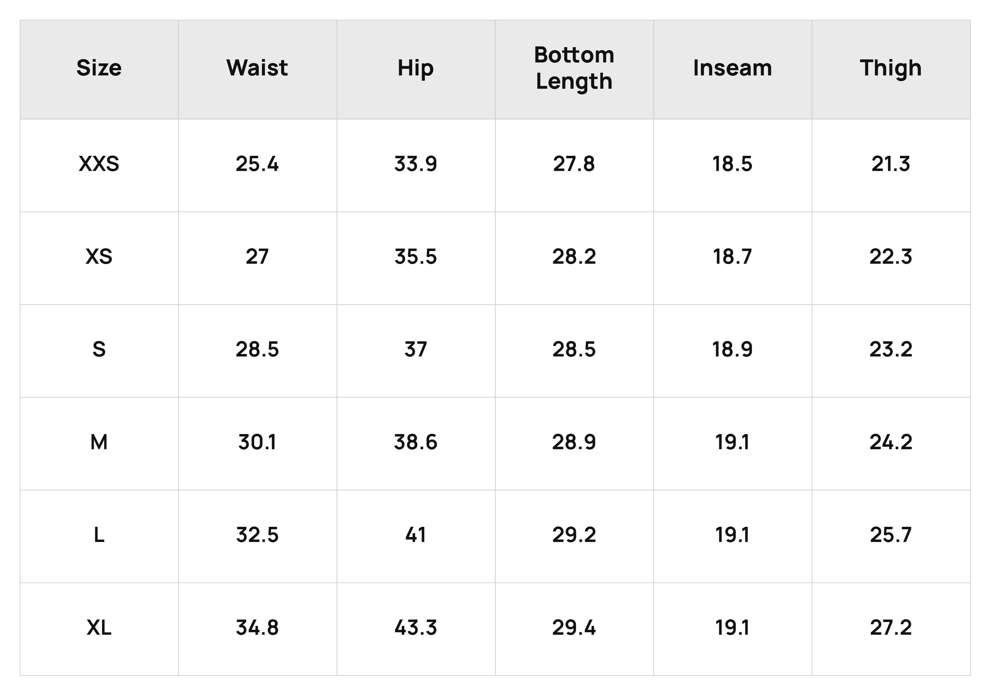 Size Chart